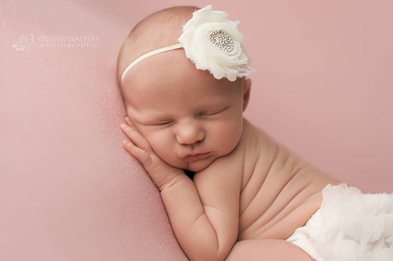 Ivory Shabby Headbands Ivory Flower Headband Ivory Baby Headband Ivory Flower Headbands Baby Headbands Newborn Headbands