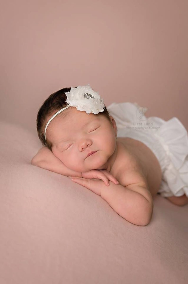 Ivory Shabby Headbands Ivory Flower Headband Ivory Baby Headband Ivory Flower Headbands Baby Headbands Newborn Headbands