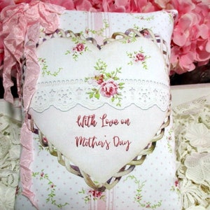 MOTHER'S Day Pillow Lots of Pink ROSES LOVE Heart, Beautiful!!!!