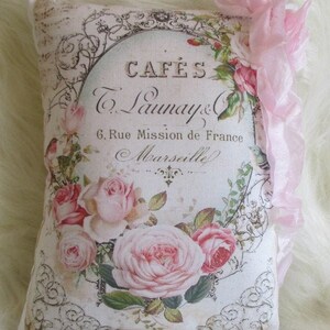 FRENCH Script Pillow Pink ROSES PARIS French Pillow Shabby Pink Roses Decor, Adorable!!!!