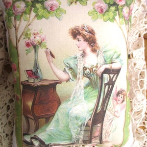 Lady Pink Roses PILLOW Lots of Pink Roses CHERUB Angel Cupid Pillow image 5