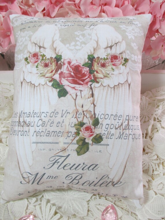 ANGEL WINGS Pillow Pink Roses Wings Shabby Chic Angel Wings Etsy