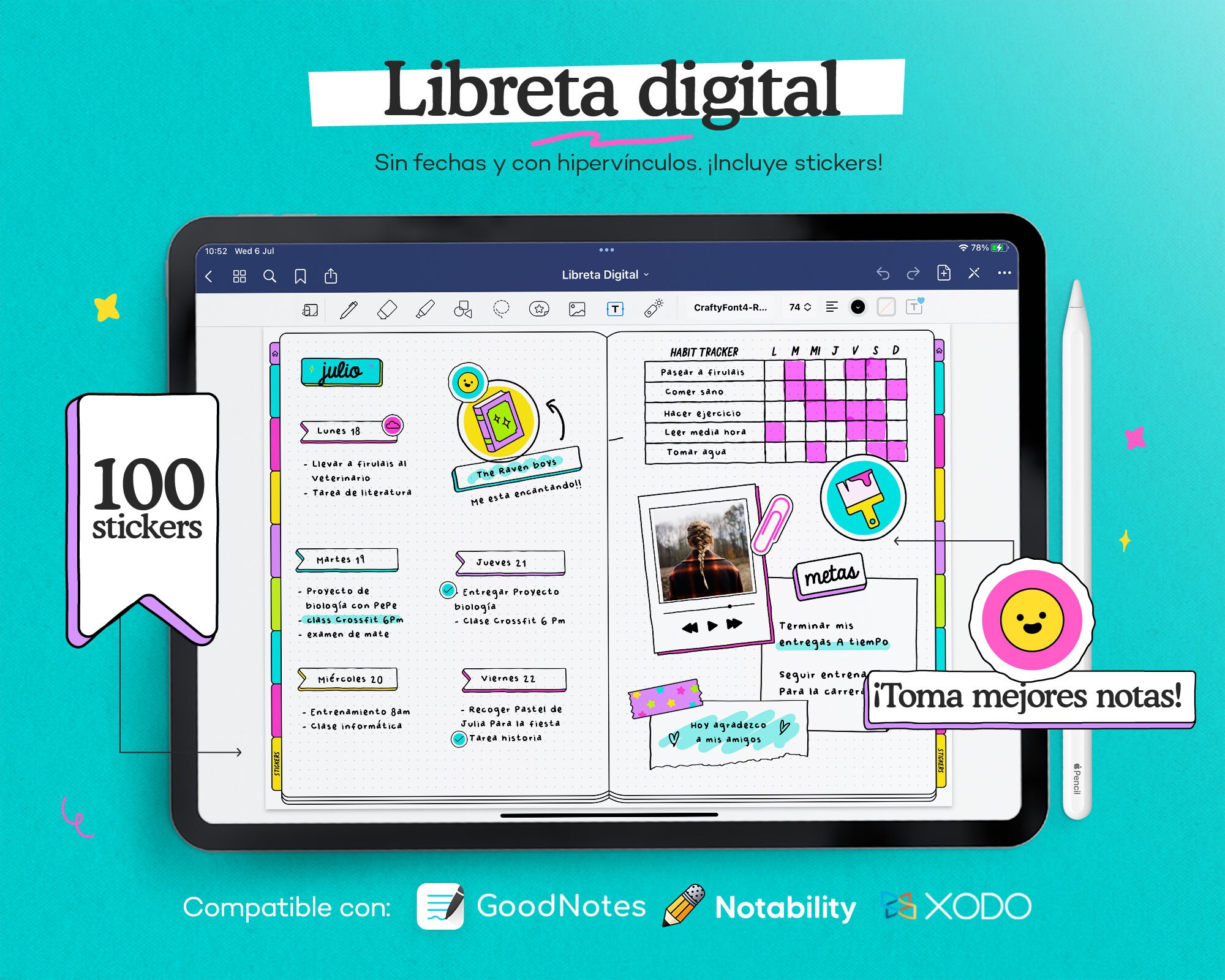 Libreta digital en ESPAÑOL Goodnotes Notability Xodo - Etsy México