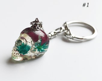 Floral Skull Keychain