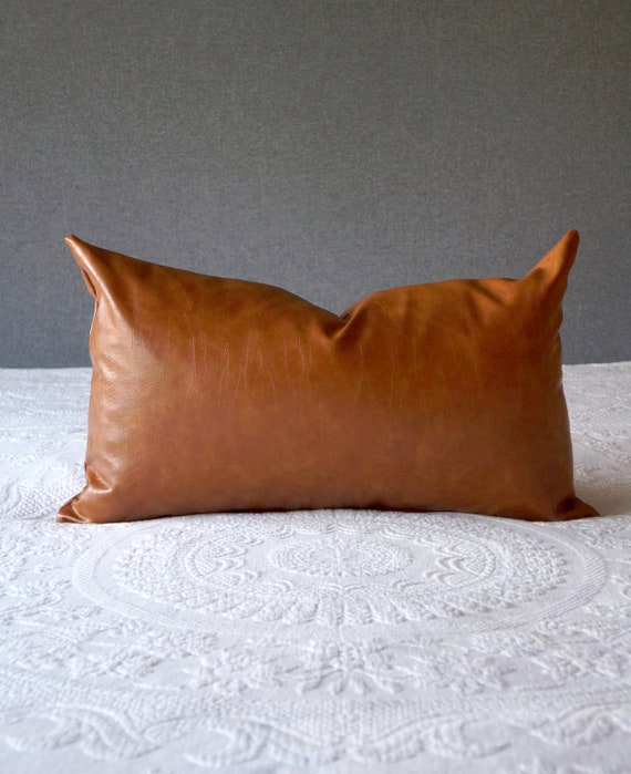 cognac leather pillow