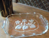 Vintage Original Walther Glass West German Butter Dish with Floral Design