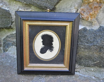 Very Old Framed England Silhouette Wall Art Small Artwork Woman