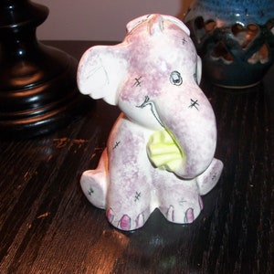 Vintage Ceramic Pottery Purple Elephant image 1