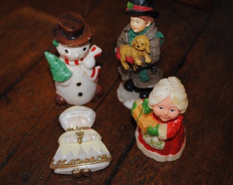 Set of Vintage Christmas Figurines Ornaments Holiday Decorations