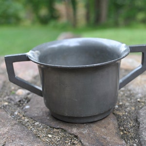 Antique Pewter Two Handled Sugar Bowl Serveware Cup