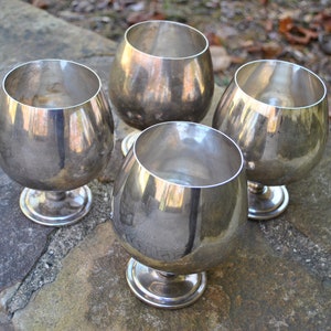 Oneida Large Goblets Wine Glasses Silverplate Formal Set of 4
