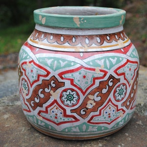 Duży ręcznie robiony wazon ceramiczny, słoik, ręcznie malowany