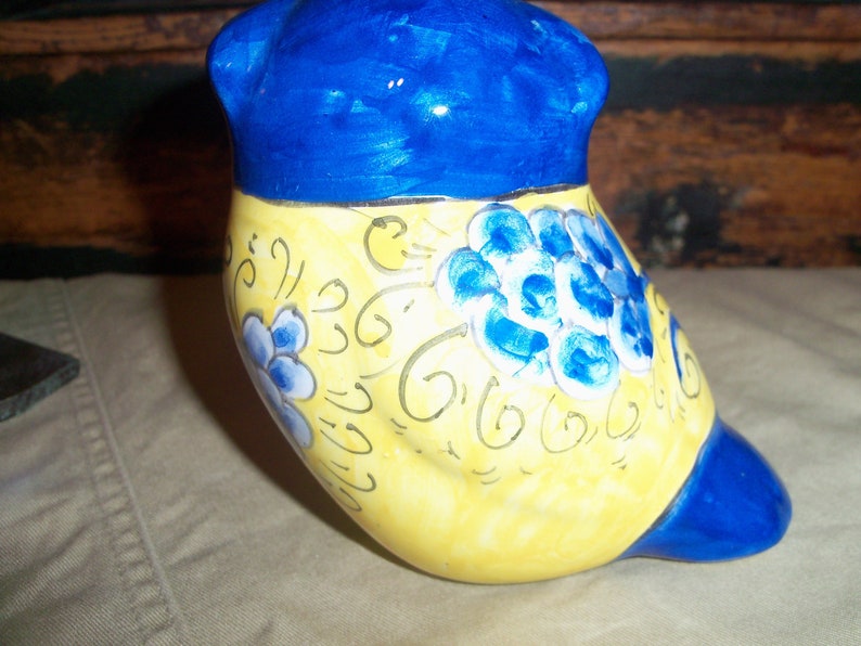 Vibrant Yellow and Blue Ceramic Owl image 3