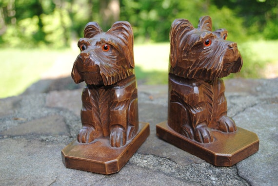 hand carved wood dog