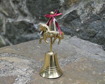 Heavy Vintage Brass Bell Carousel Horse