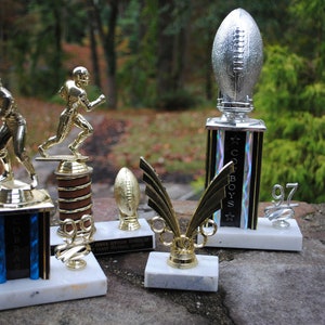 Set of 4 Vintage Trophies Awards Boys Football Baseball Props C