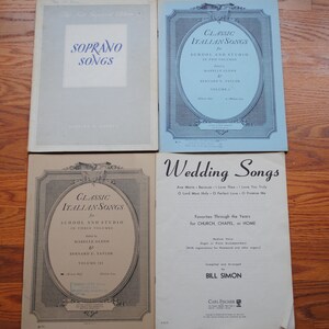 Set of 4 Vintage Singing Sheet Music Italian Soprano Wedding Songs
