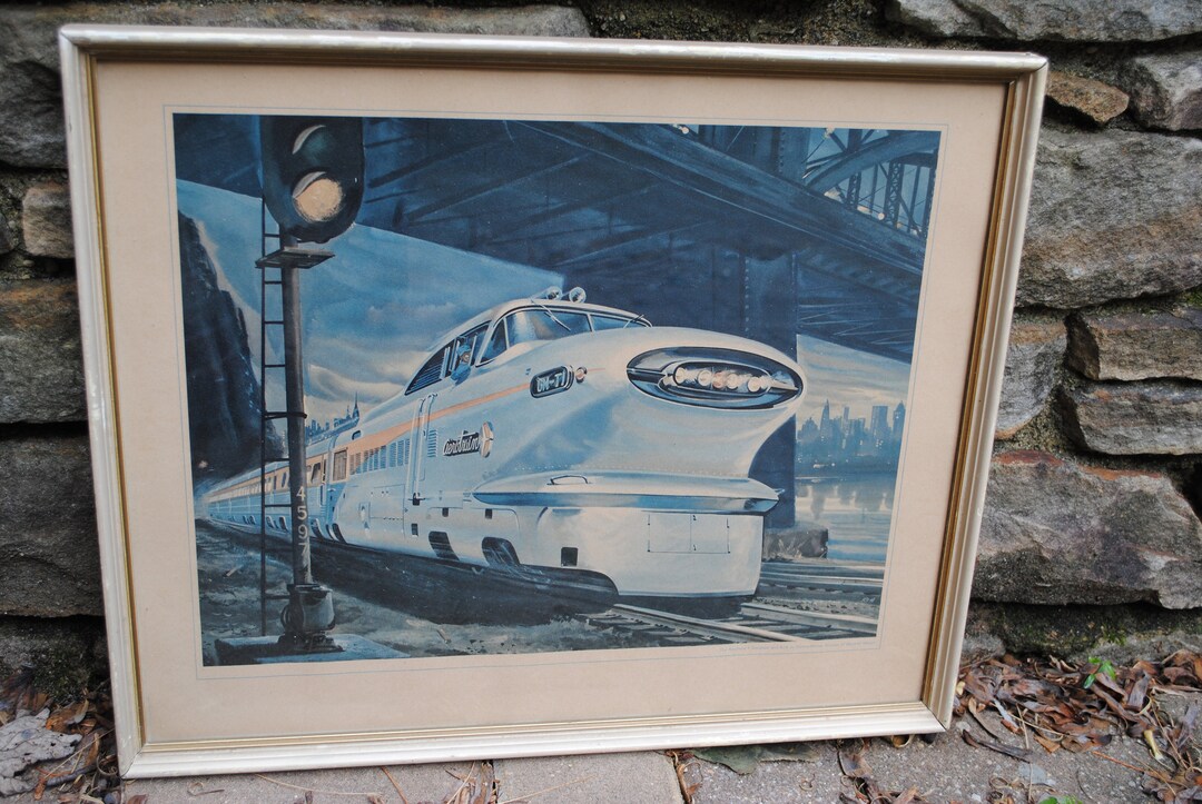Vintage Framed Aerotrain Print Wall Decor Railroad Train Amtrak Mid ...
