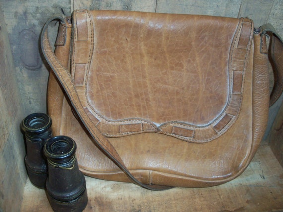 Vintage Handmade Leather Bag Purse Handbag Messen… - image 2