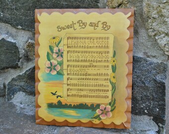 Vintage Wooden Plaque Sweet By and By Gospel Hymn Song Music Sheet Music Church Wall Decor