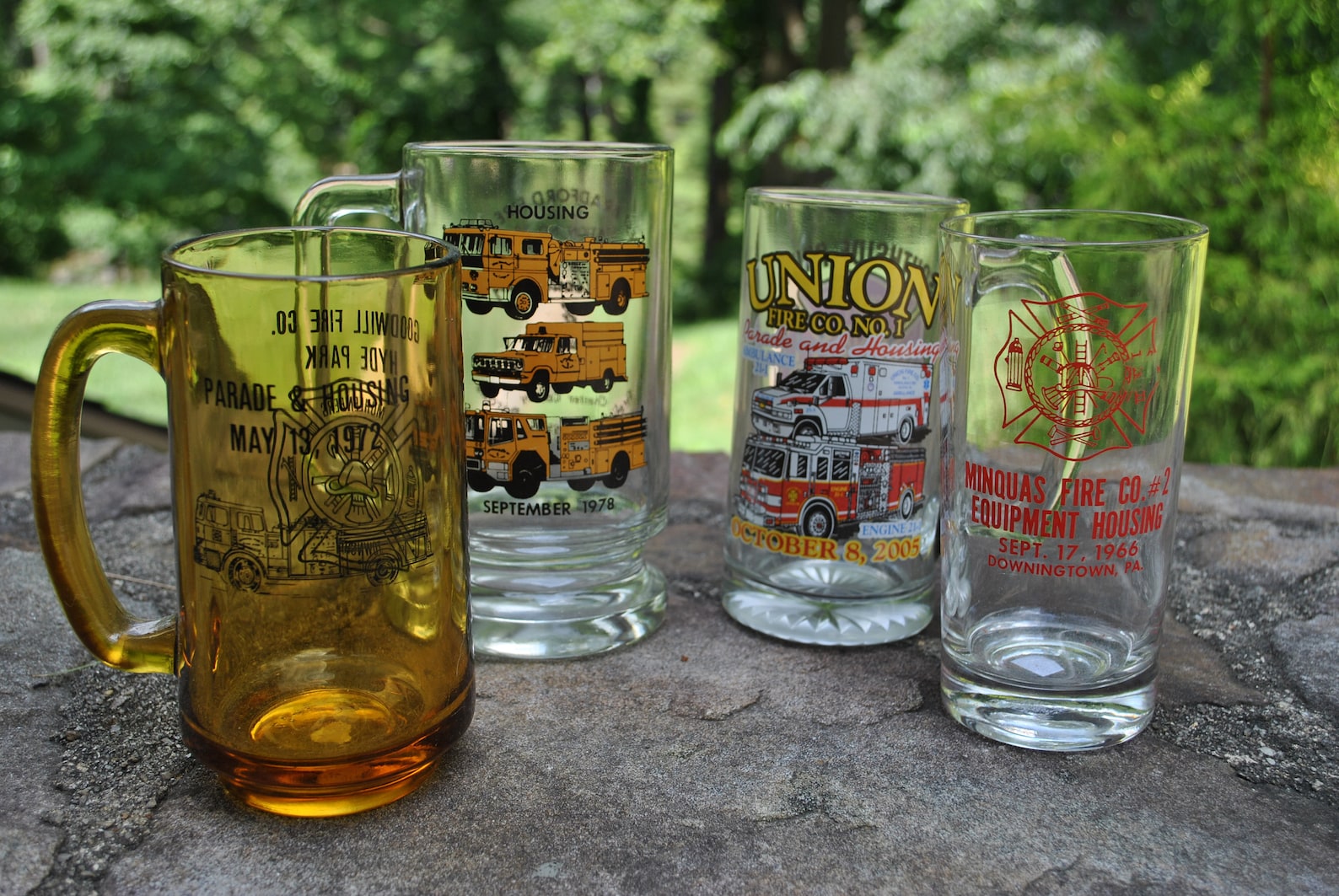 Set of 4 Vintage Fire Department Dept. Fireman Glasses Mugs Etsy