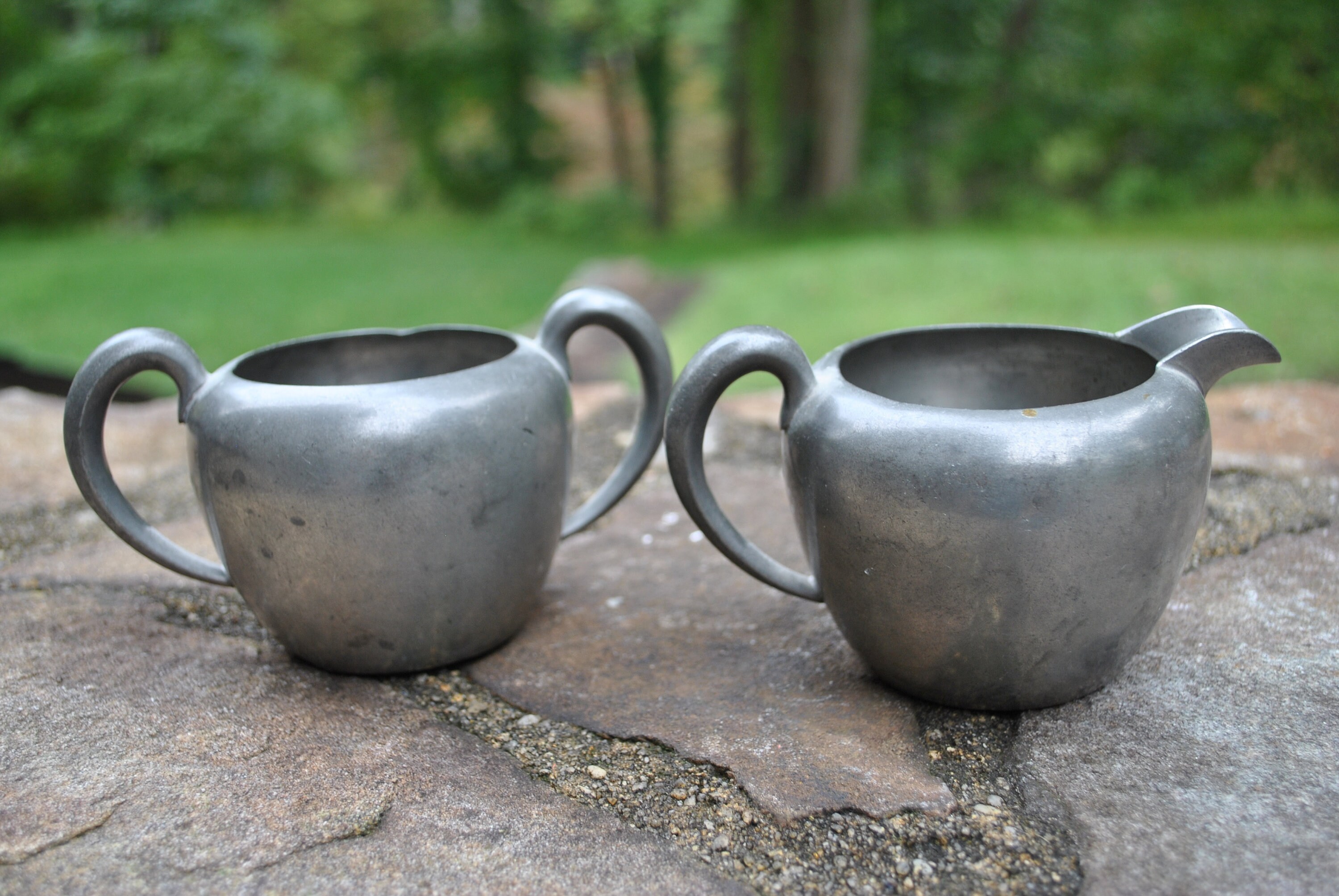 R.H. Macy & Co. Solid Pewter Creamer and Sugar Bowl Etsy