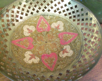 Beautiful Vintage Brass Decorative Bowl from India