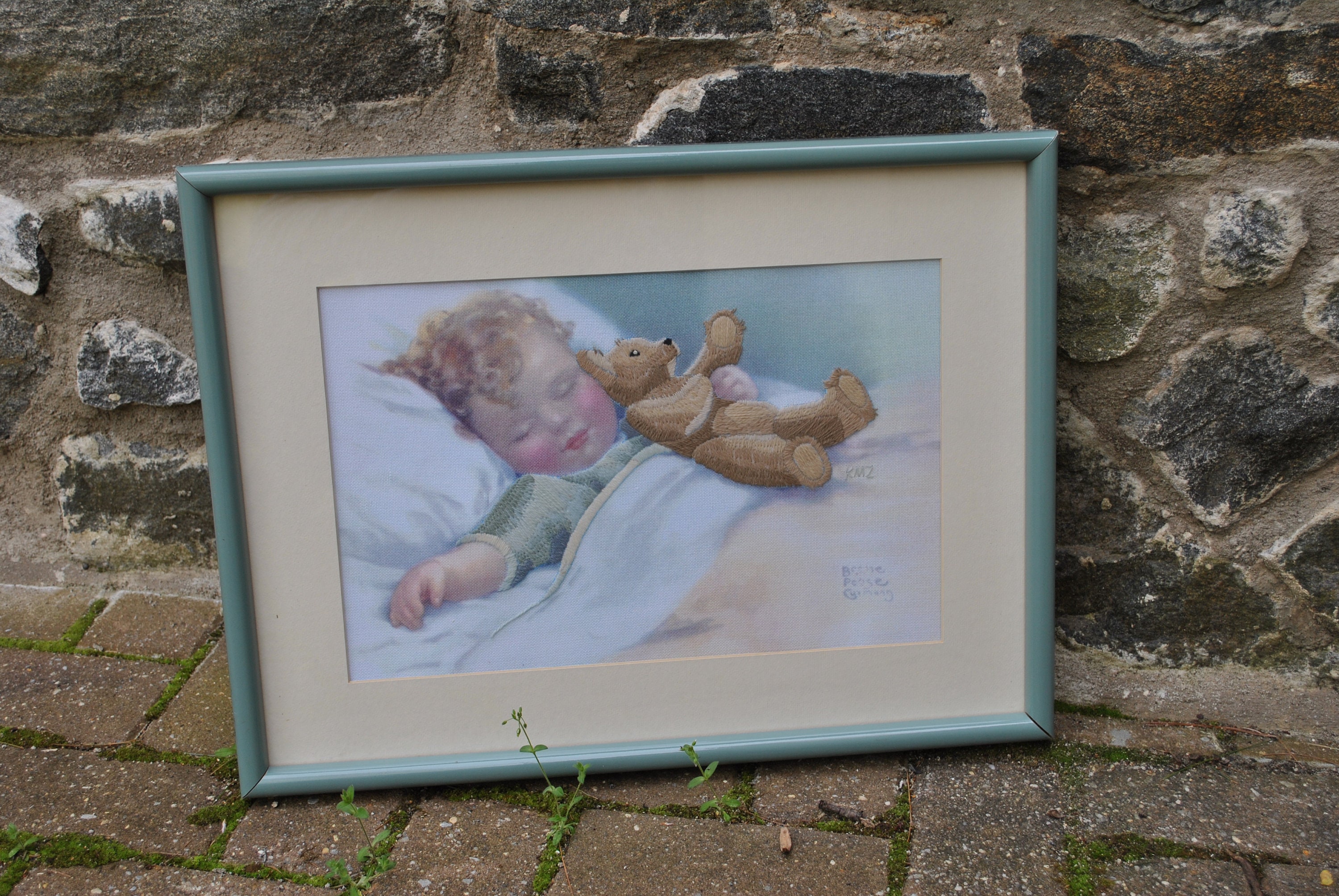 Bessie Pease Gutmann Cross Stitch Framed Embroidery Happy Dreams