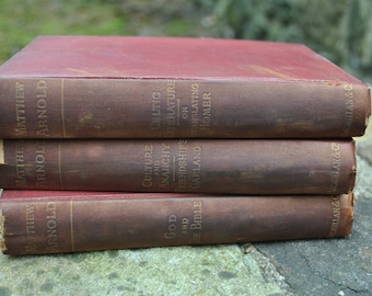 Antique 1883 Matthew Arnold Set of 3 Books Hardcover Celtic Religion Church