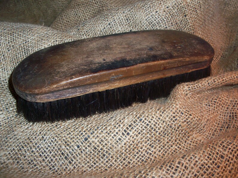 Antique Large Wooden Horse Hair Clothes Brush Etsy