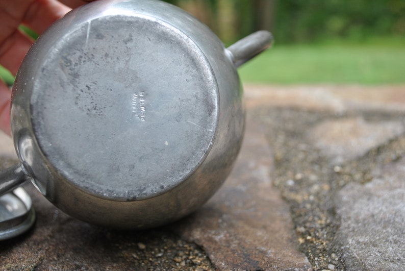 Antique Pewter Sugar Bowl Two Handled Serveware Cup Lid Etsy