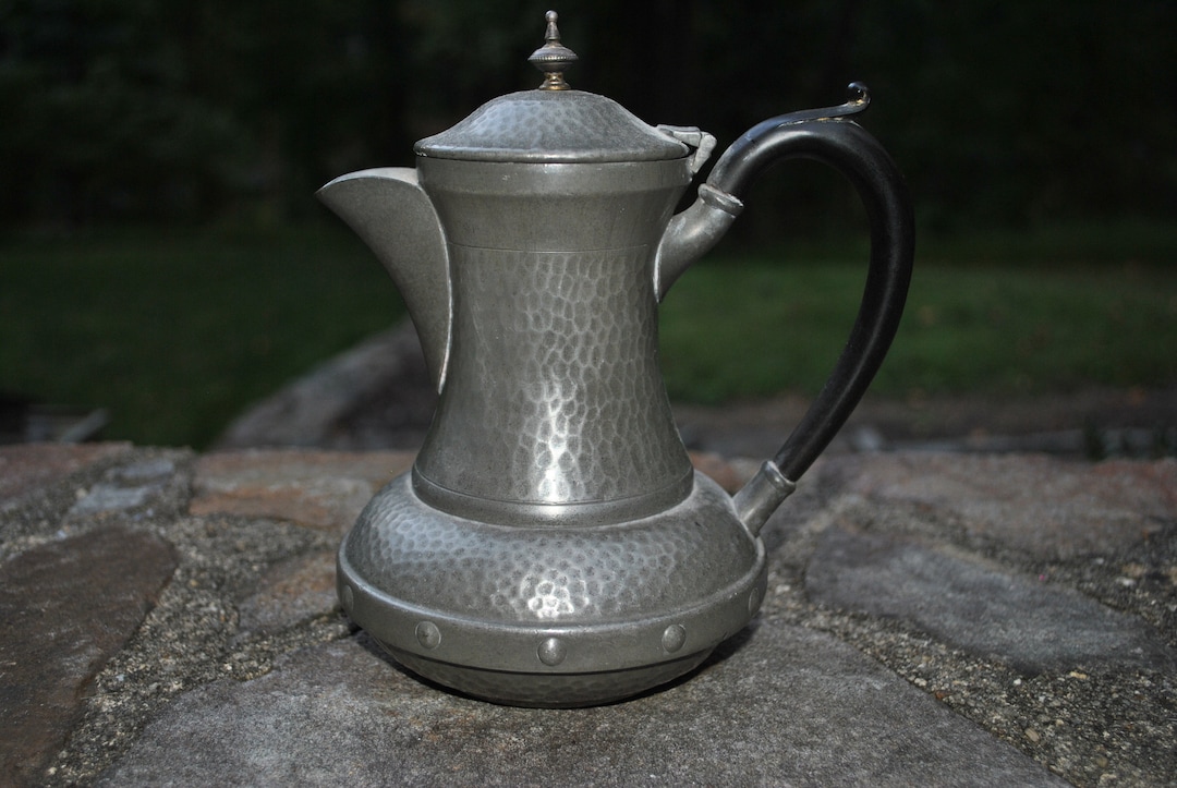 Vintage Hammered Pewter Teapot Pitcher Craftsman Sheffield Etsy