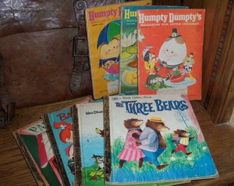 Vintage Children&#39;s Books Kids Humpty Dumpty&#39;s Magazine Golden Books Little Reading Stories Fairy Tales
