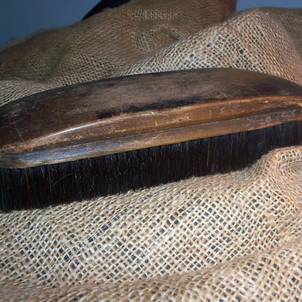 Antique Large Wooden Horse Hair Clothes Brush