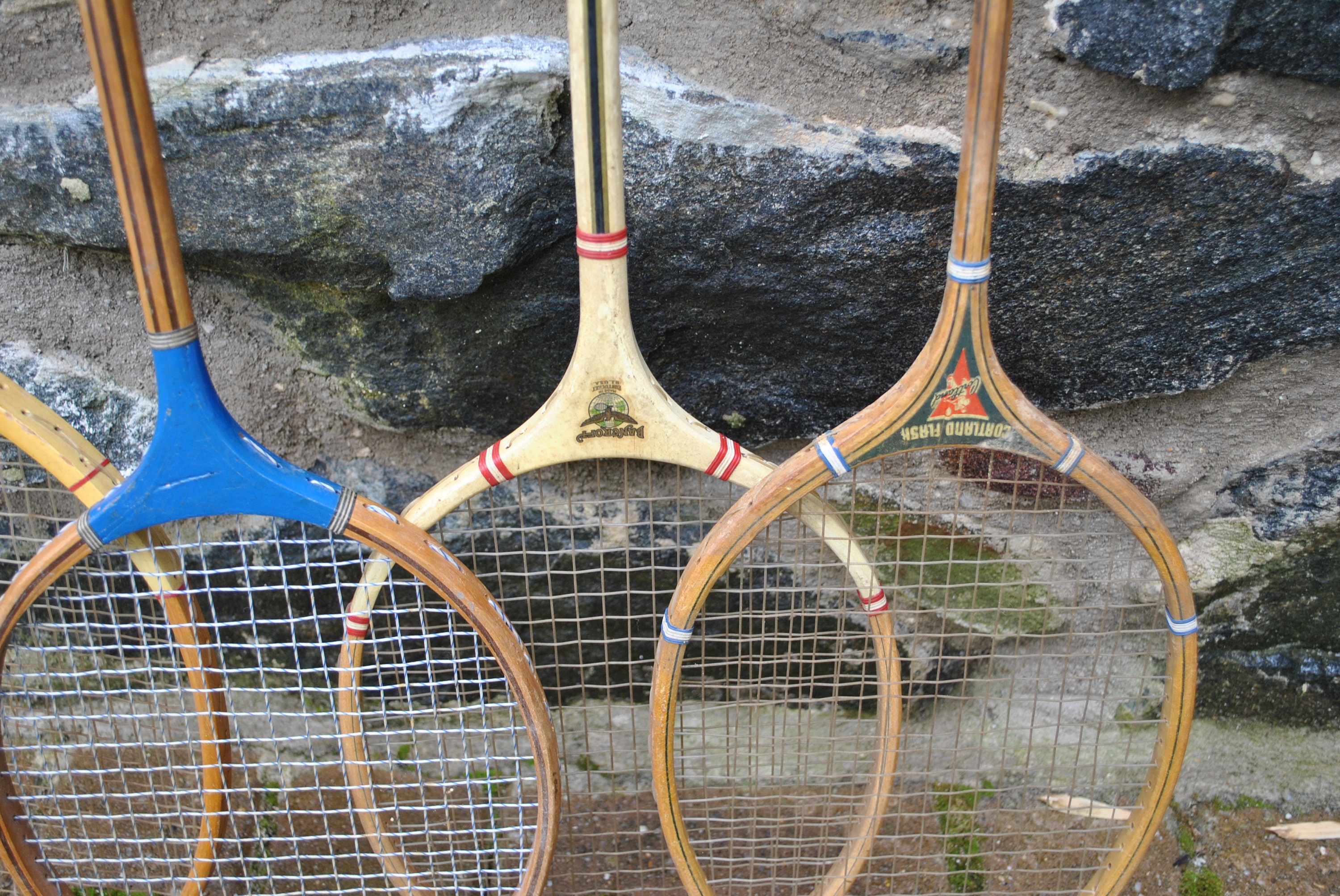 Set of 4 Badminton Rackets Vintage Sports Wall Decor Game Room Lot