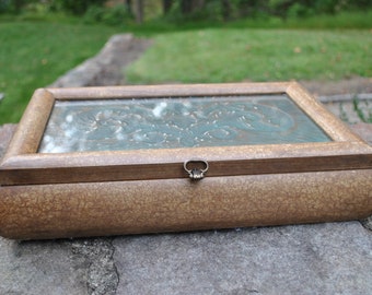 Vintage Wooden Large Keepsake Box Silverware Jewelry Trinket