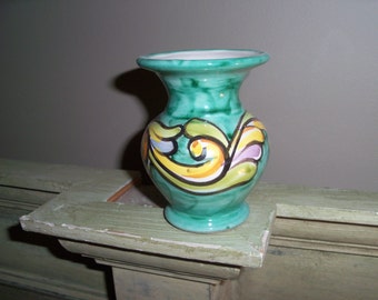 Small Green Vietri Italy Ceramic Vase