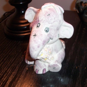 Vintage Ceramic Pottery Purple Elephant image 2