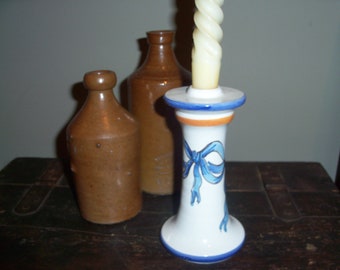 Italian Handpainted Ceramic Candlestick Holder