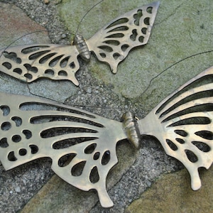Pair of Solid Brass Butterfly Wall Art Hangings