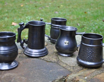 Prinknash Pottery England Set of 5 Mug Stein Different Lot Barware