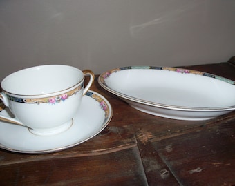 Vintage Gimbel Brothers Alemania Porcelana Taza de té, platillo y plato