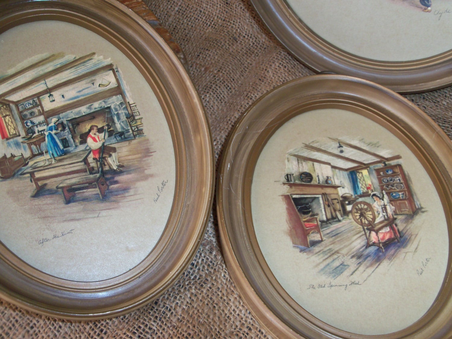 Set of 4 Vintage Clyde Cole Paul Porter British Artist Oval
