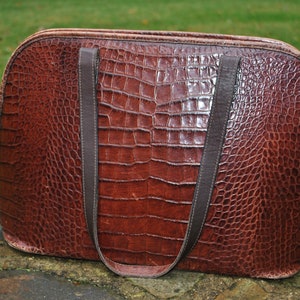 Jack Georges Alligator Bag Monedero Grande Marrón Vintage