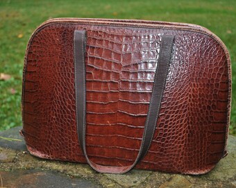 Jack Georges Alligator Bag Purse Large Brown Vintage