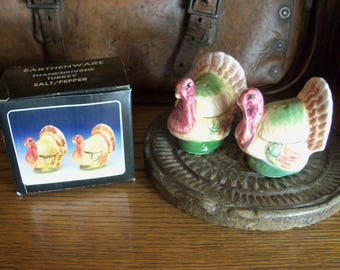 Vintage Turkey Salt and Pepper Shakers with Original Box Holiday Thanksgiving Table Setting Dinner