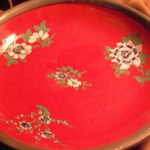 Vintage Japanese Plate with Heavy Pewter Surround