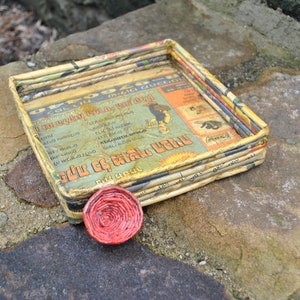 Hebrew Newspaper Tray Handmade Paper Mache