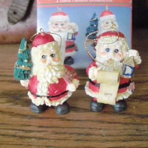 Pair of Vintage Santa Claus Christmas Ornaments Tree