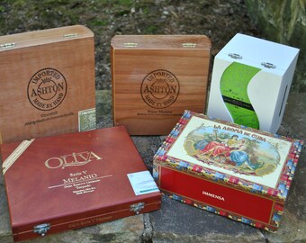 Cigar Box Lot Collection Set Smoking Stogie Storage Wooden